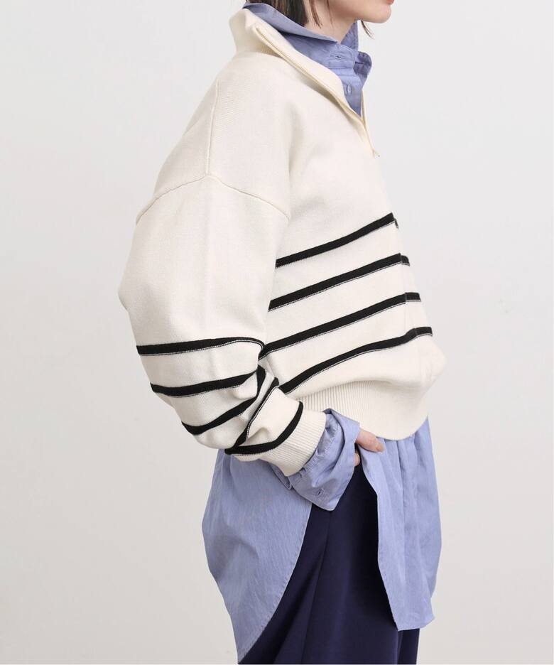GOOD GRIEF/グッドグリーフ】Border Zip Knit TOP（ニット／セーター 