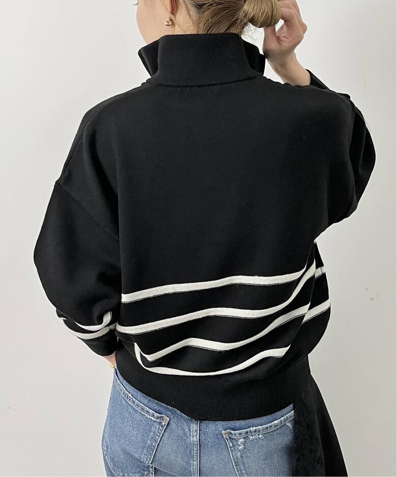GOOD GRIEF/グッドグリーフ】Border Zip Knit TOP（ニット／セーター 