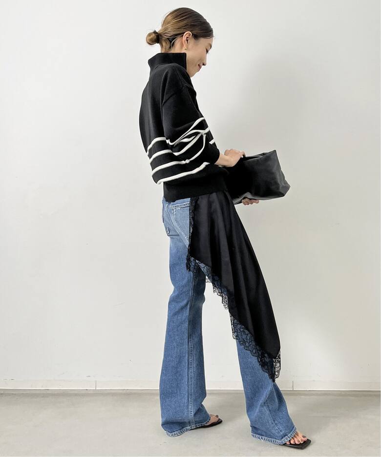 GOOD GRIEF/グッドグリーフ】Border Zip Knit TOP（ニット／セーター 