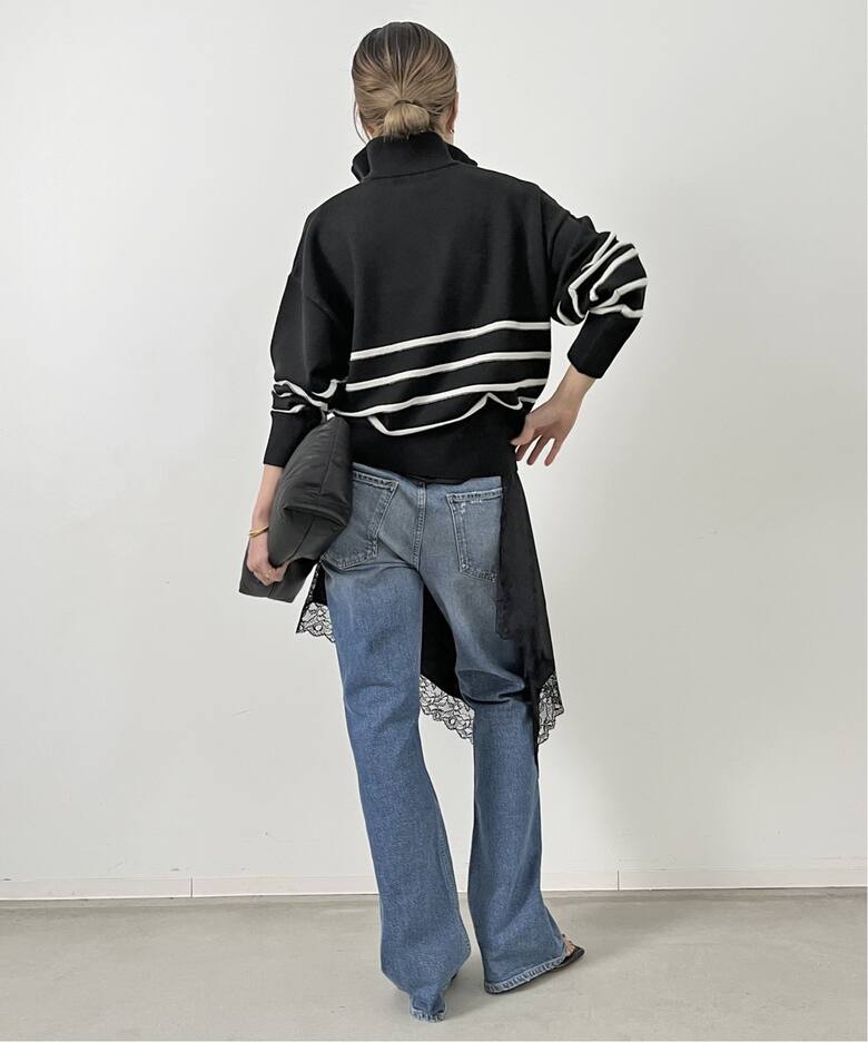 GOOD GRIEF/グッドグリーフ】Border Zip Knit TOP（ニット／セーター  