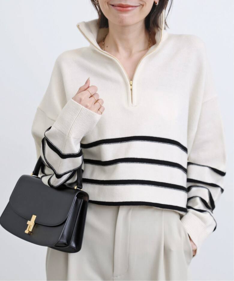 GOOD GRIEF/グッドグリーフ】Border Zip Knit TOP（ニット／セーター  