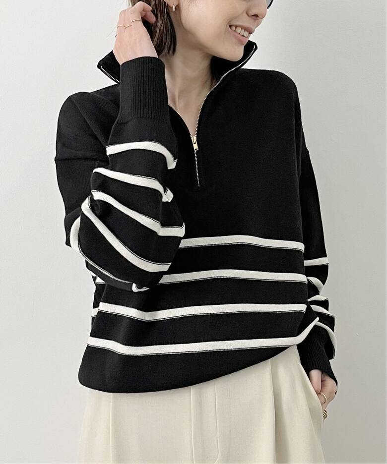 GOOD GRIEF/グッドグリーフ】Border Zip Knit TOP（ニット／セーター 