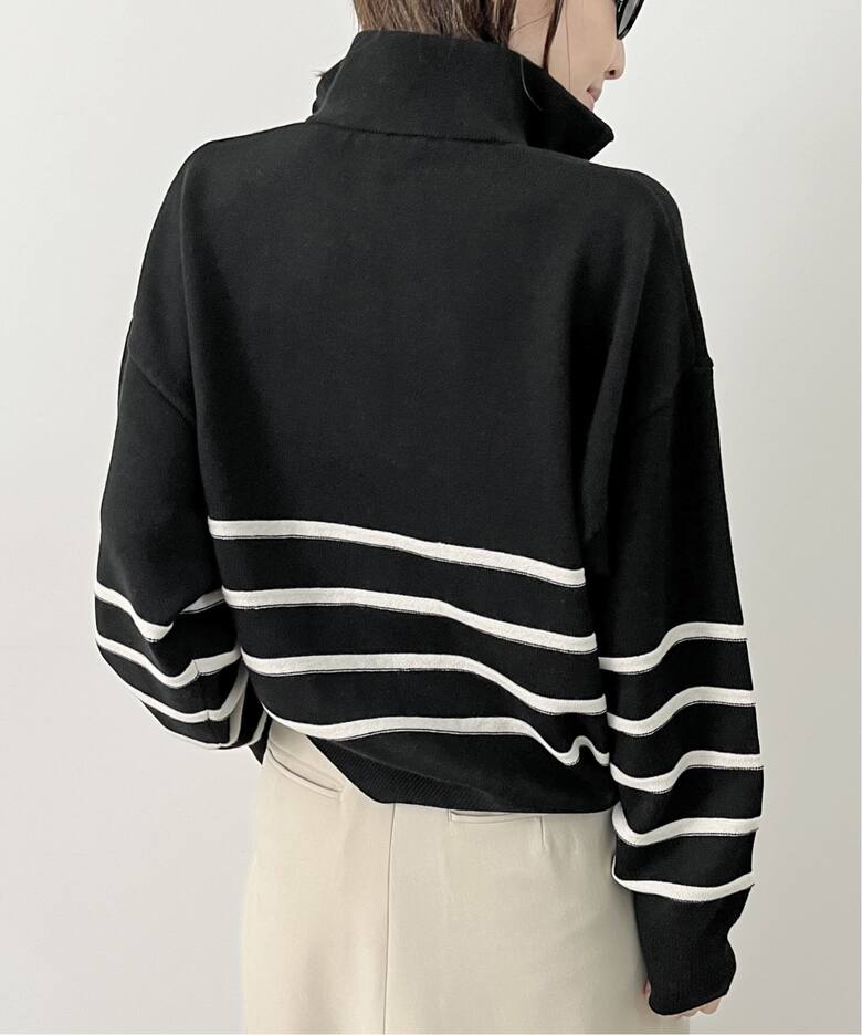 GOOD GRIEF/グッドグリーフ】Border Zip Knit TOP（ニット／セーター 