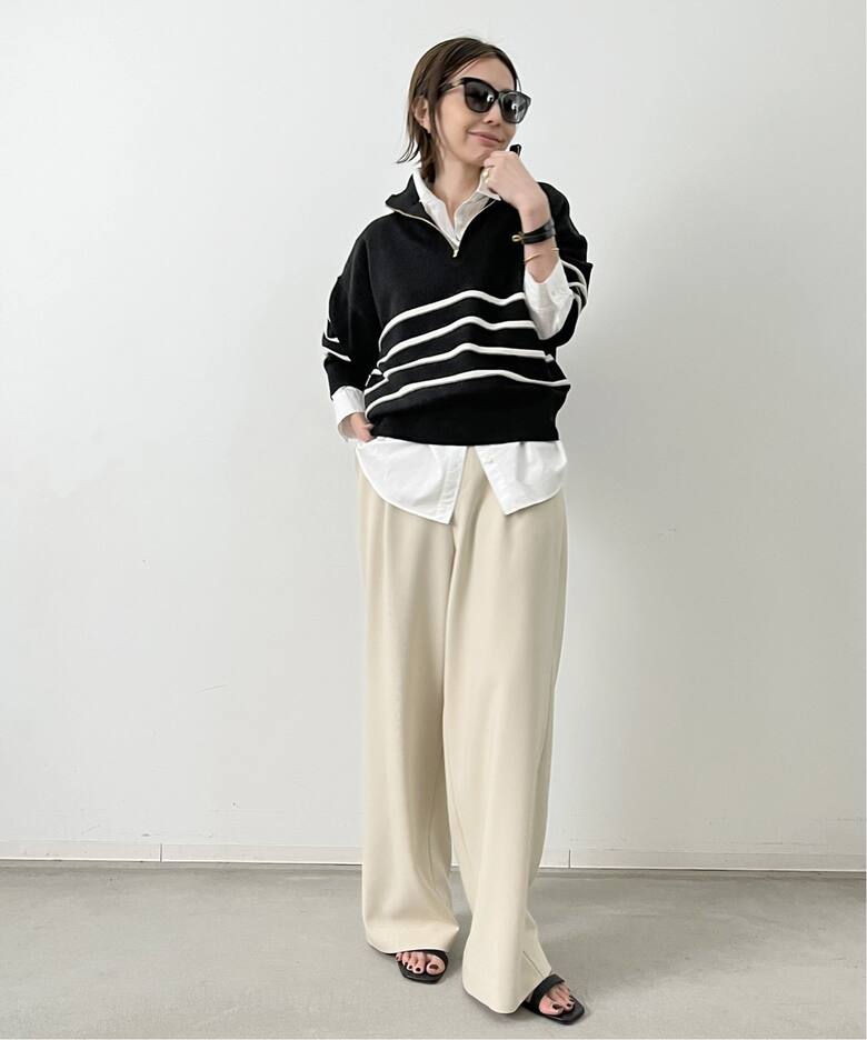 GOOD GRIEF/グッドグリーフ】Border Zip Knit TOP（ニット／セーター  
