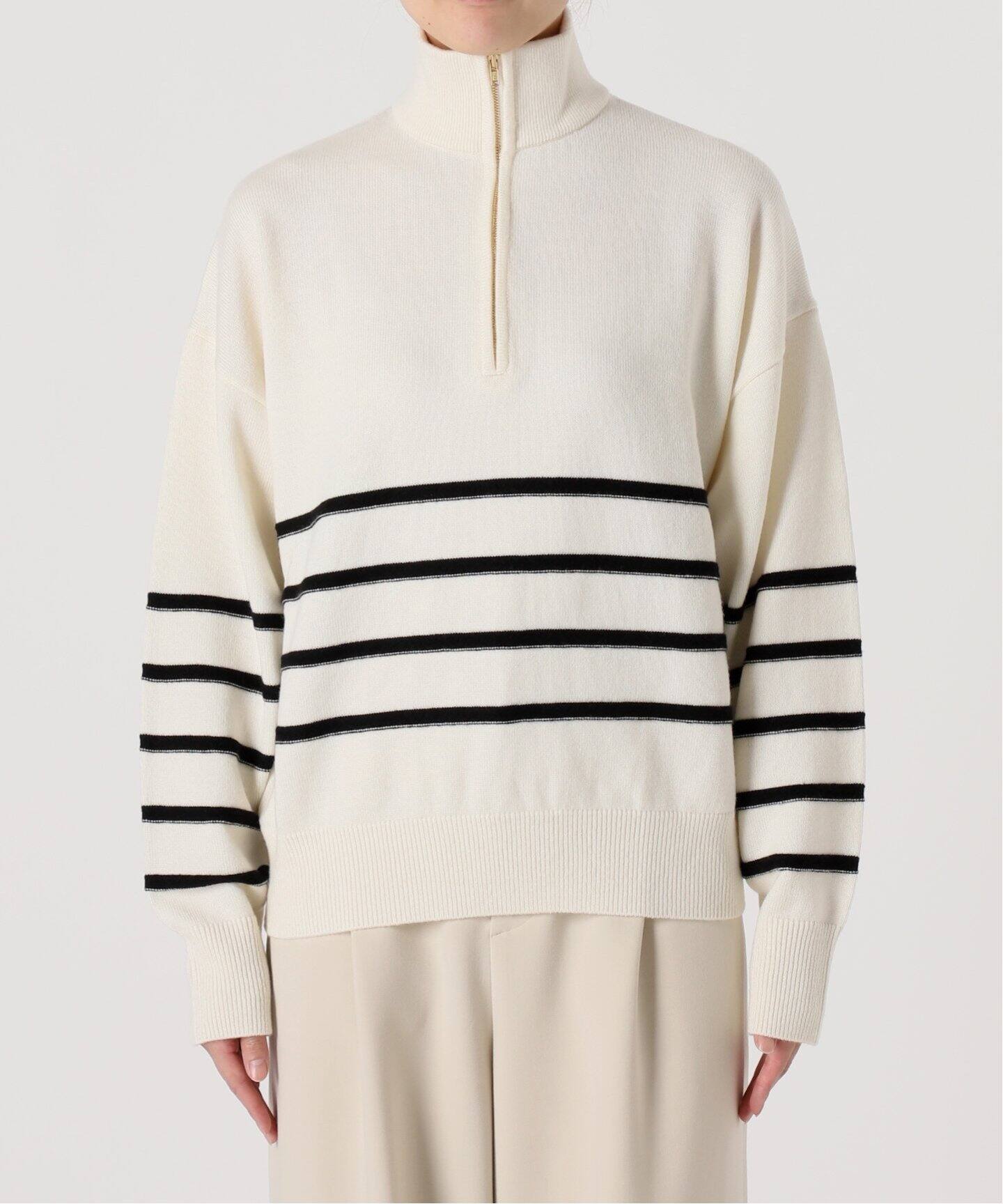 GOOD GRIEF/グッドグリーフ】Border Zip Knit TOP（ニット／セーター  