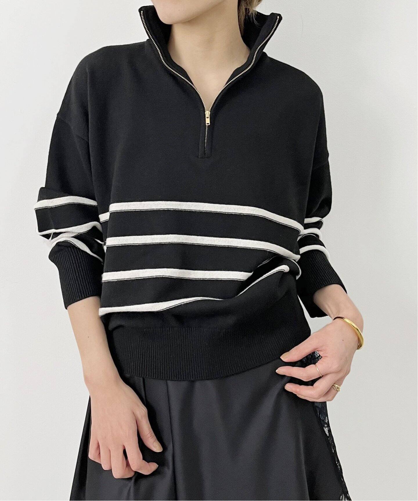 GOOD GRIEF/グッドグリーフ】Border Zip Knit TOP（ニット／セーター  