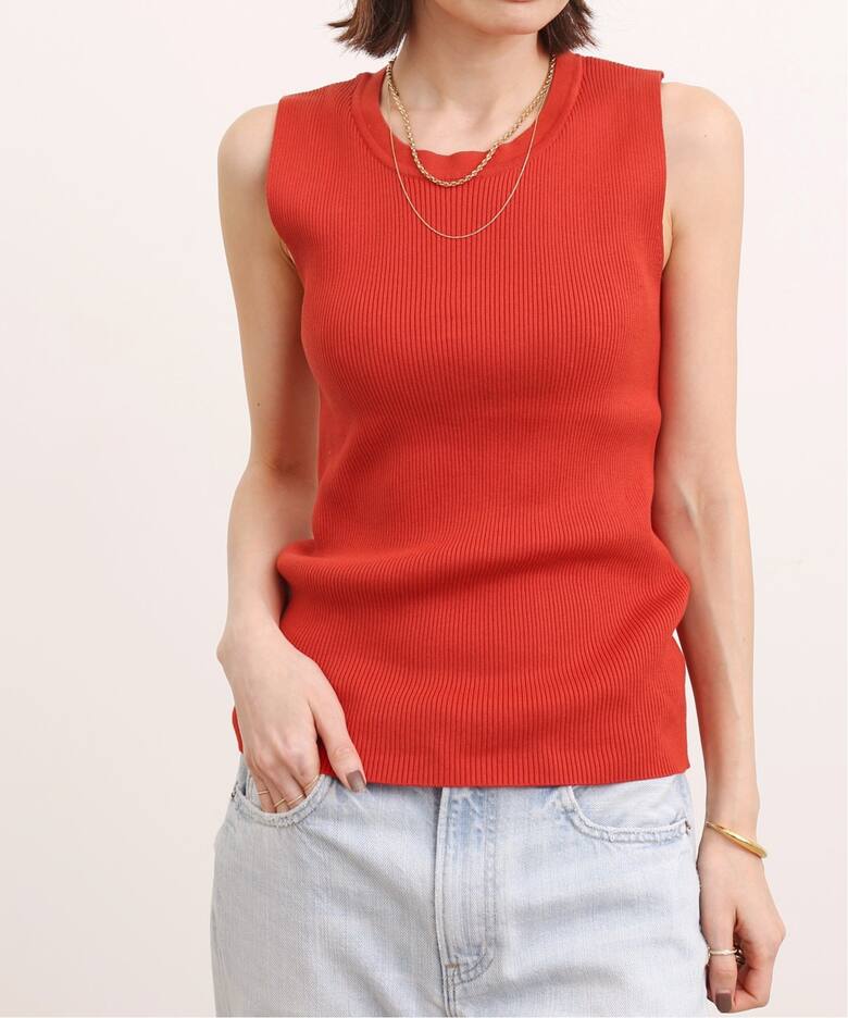 GIZA COTTON NOSLEEVE RIB KNIT（ニット／セーター）｜L 