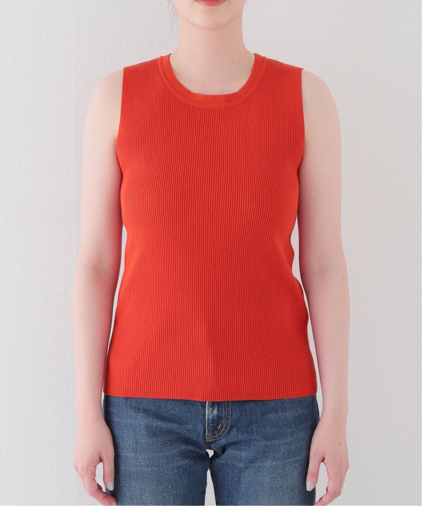 GIZA COTTON NOSLEEVE RIB KNIT（ニット／セーター）｜L 