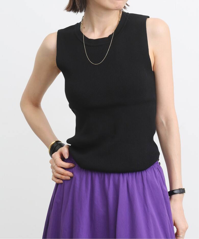 GIZA COTTON NOSLEEVE RIB KNIT（ニット／セーター）｜L 