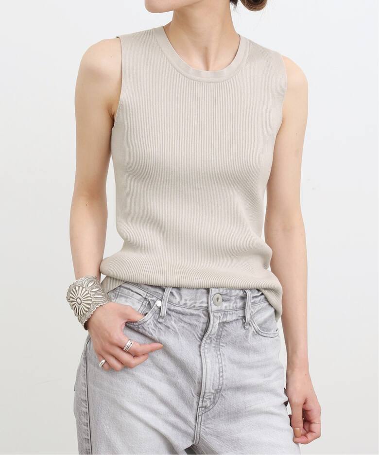 GIZA COTTON NOSLEEVE RIB KNIT（ニット／セーター）｜L