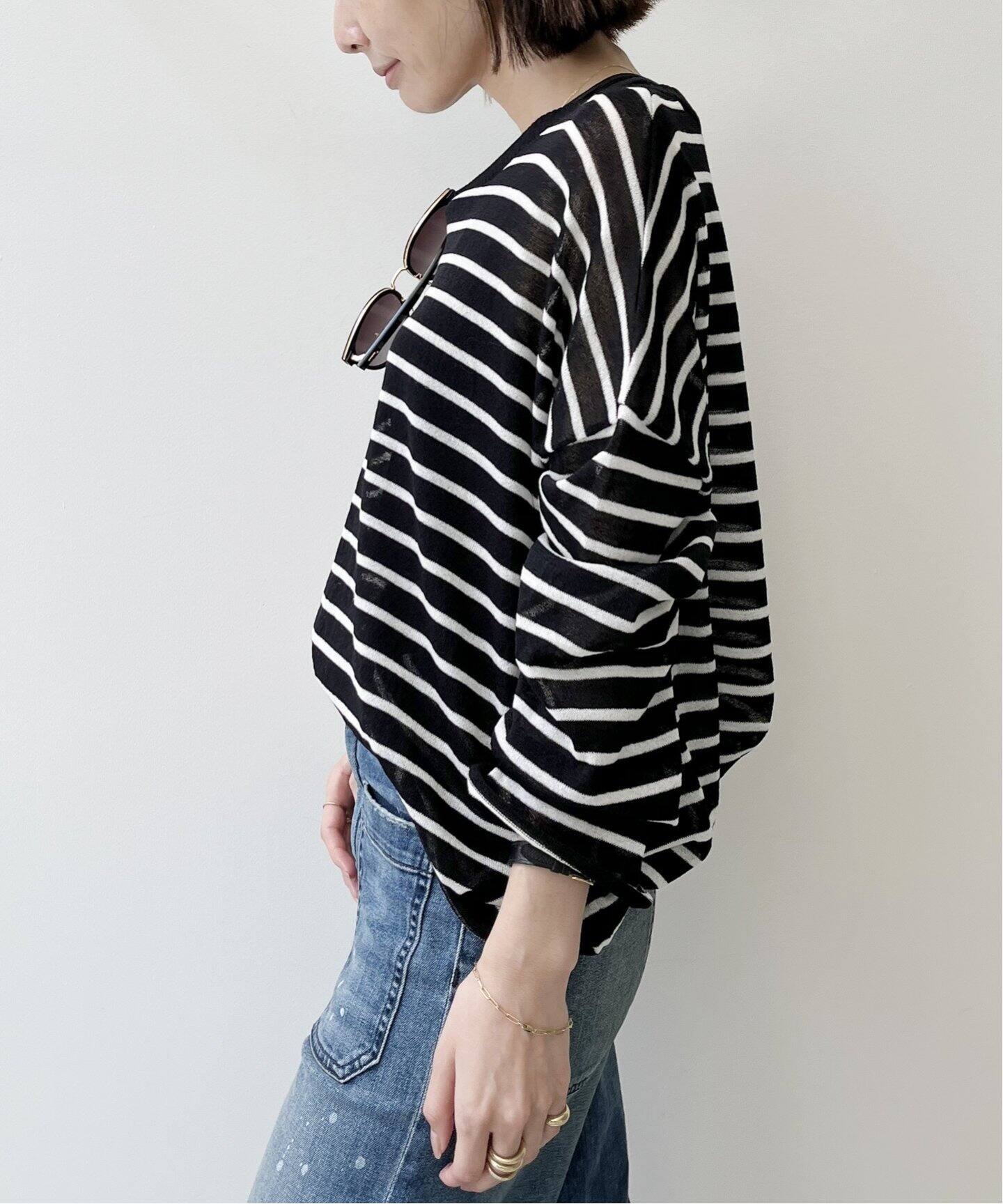 Border Sheer Knit（ニット／セーター）｜L