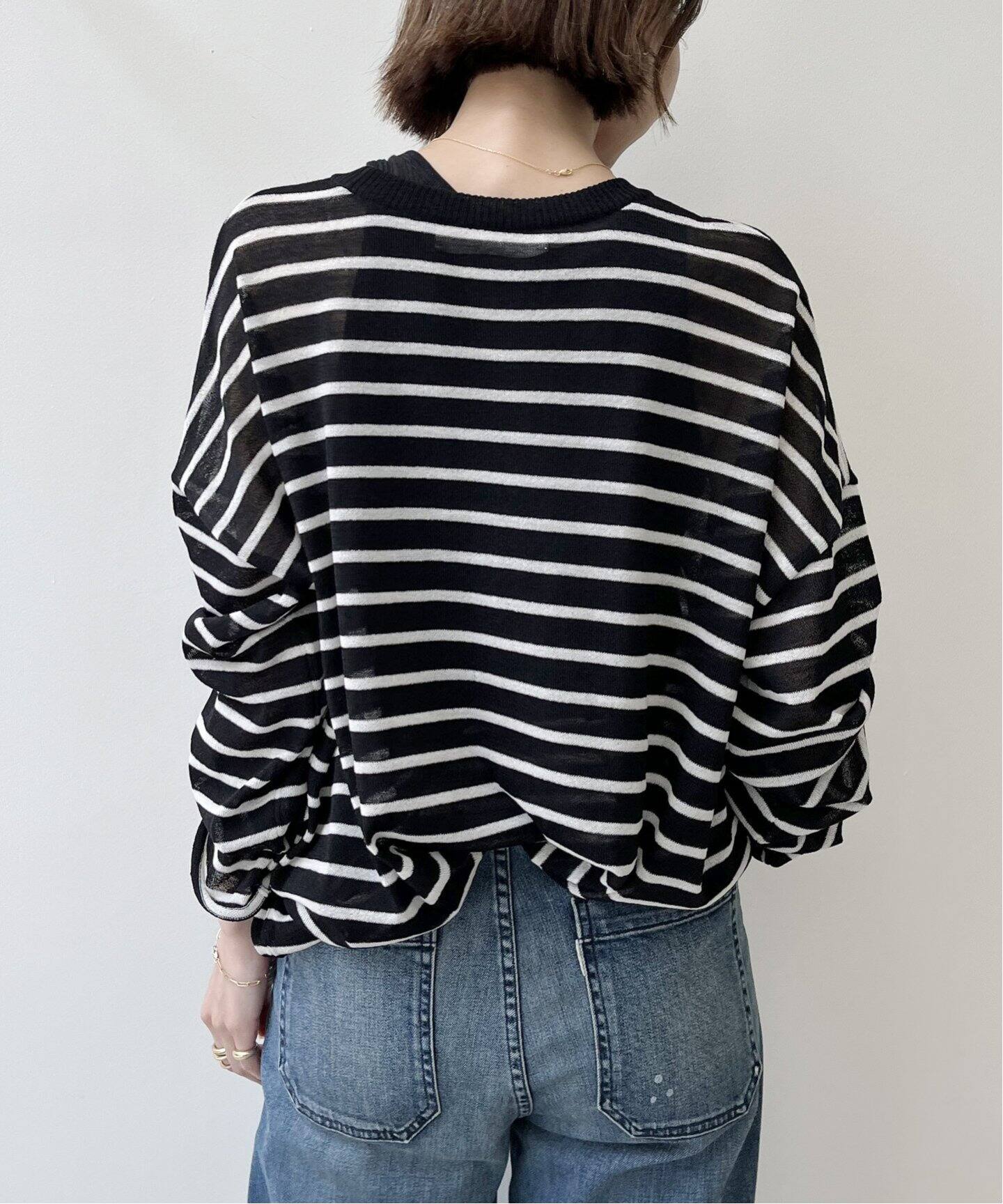Border Sheer Knit（ニット／セーター）｜L