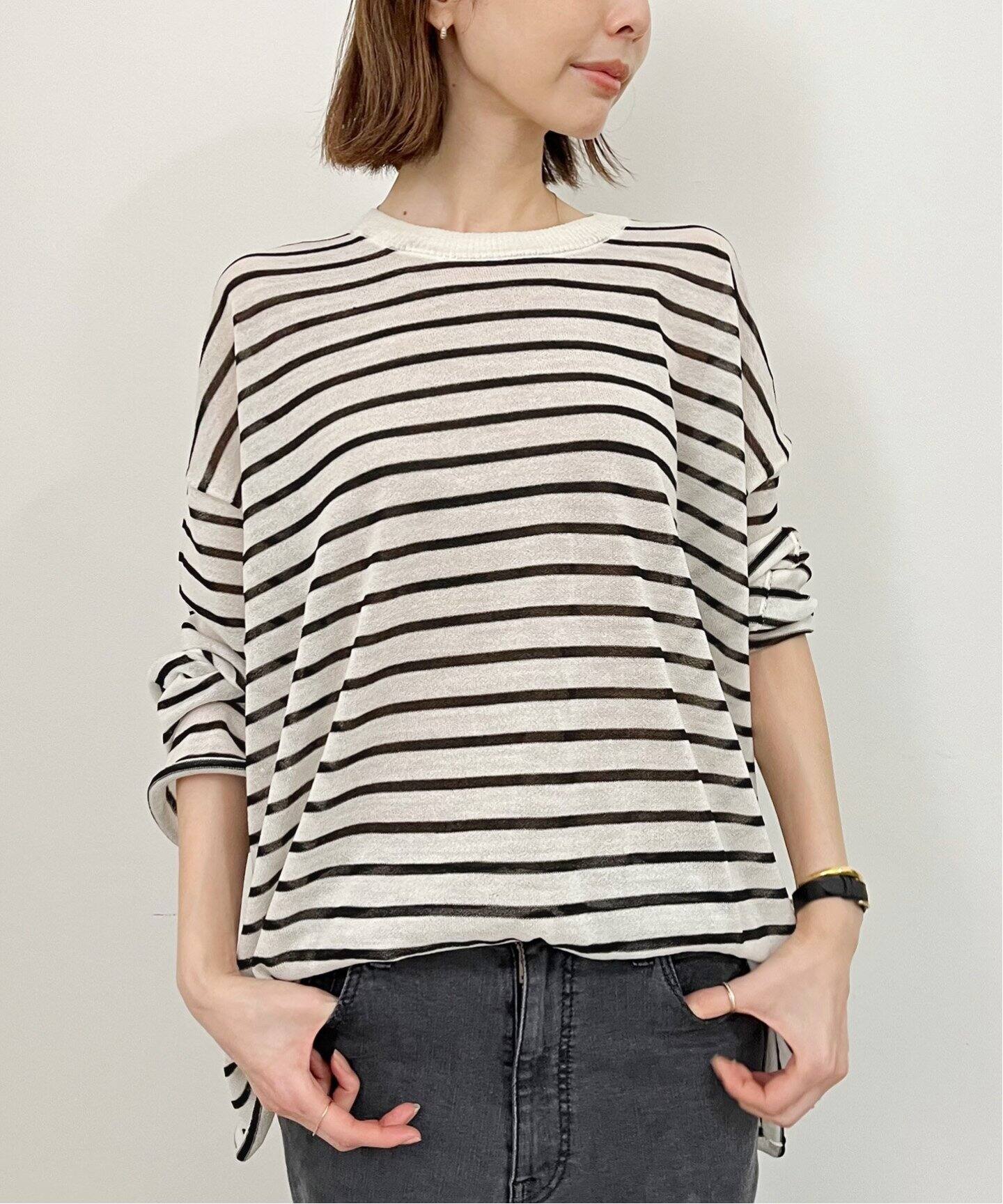 Border Sheer Knit（ニット／セーター）｜L