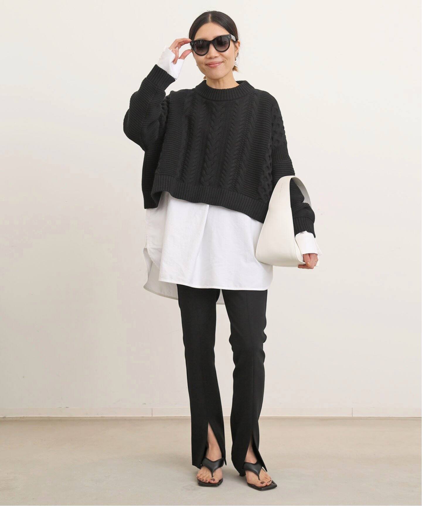 Cable Short Knit Pullover（ニット／セーター）｜L 