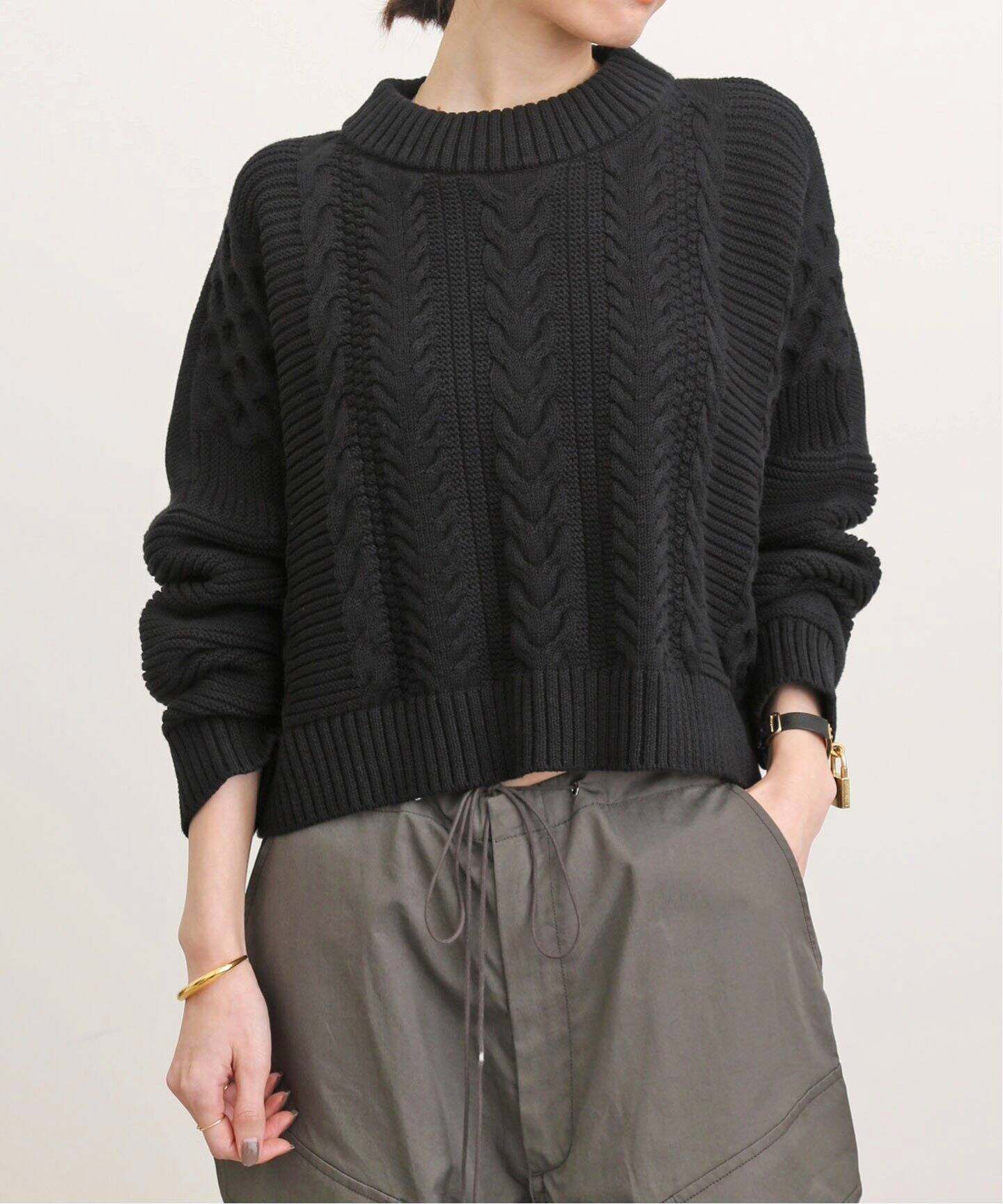 Cable Short Knit Pullover（ニット／セーター）｜L 
