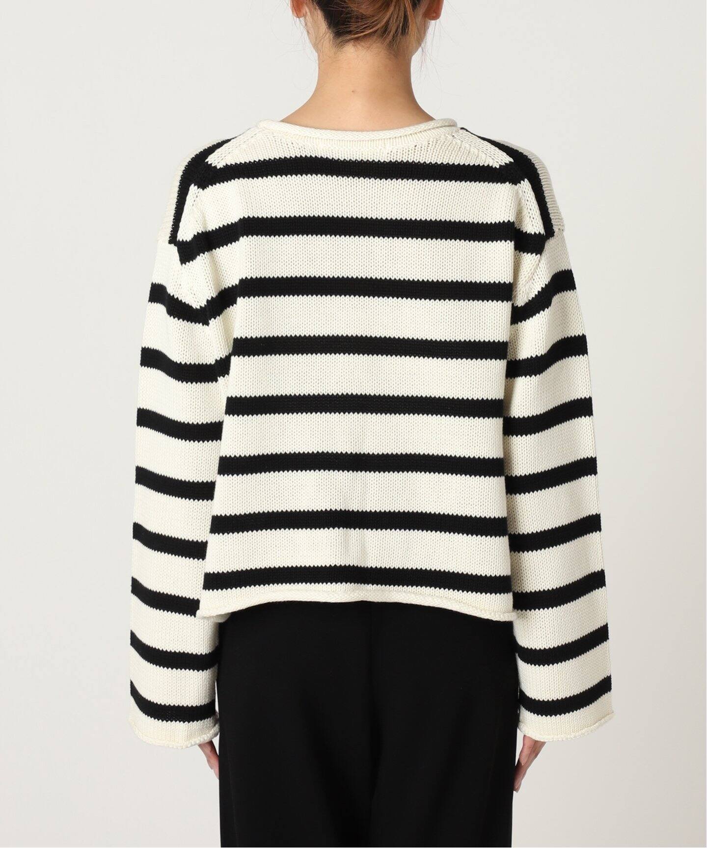 Border Rollup Knit Pullover（ニット／セーター）｜L 