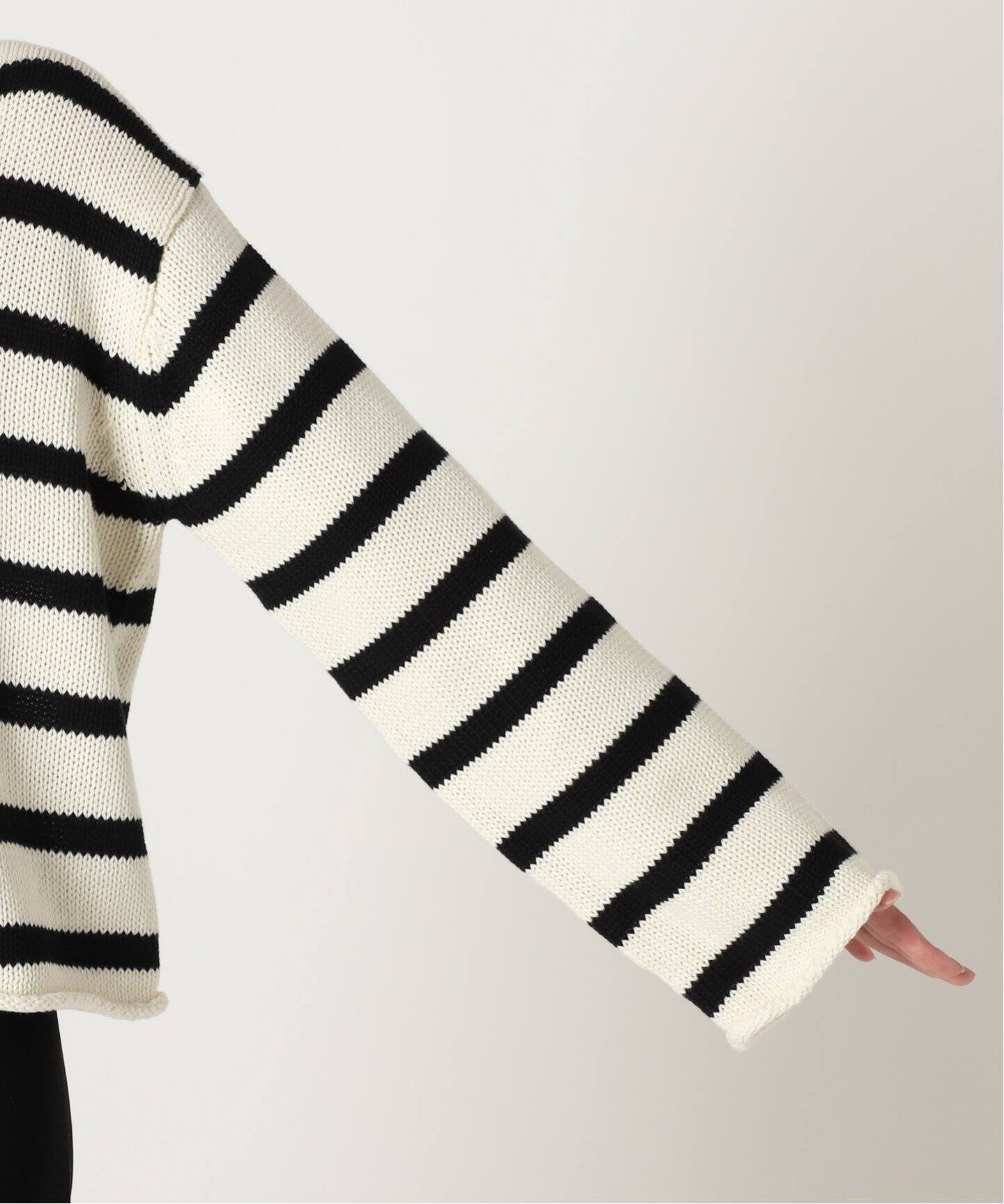 Border Rollup Knit Pullover（ニット／セーター）｜L 