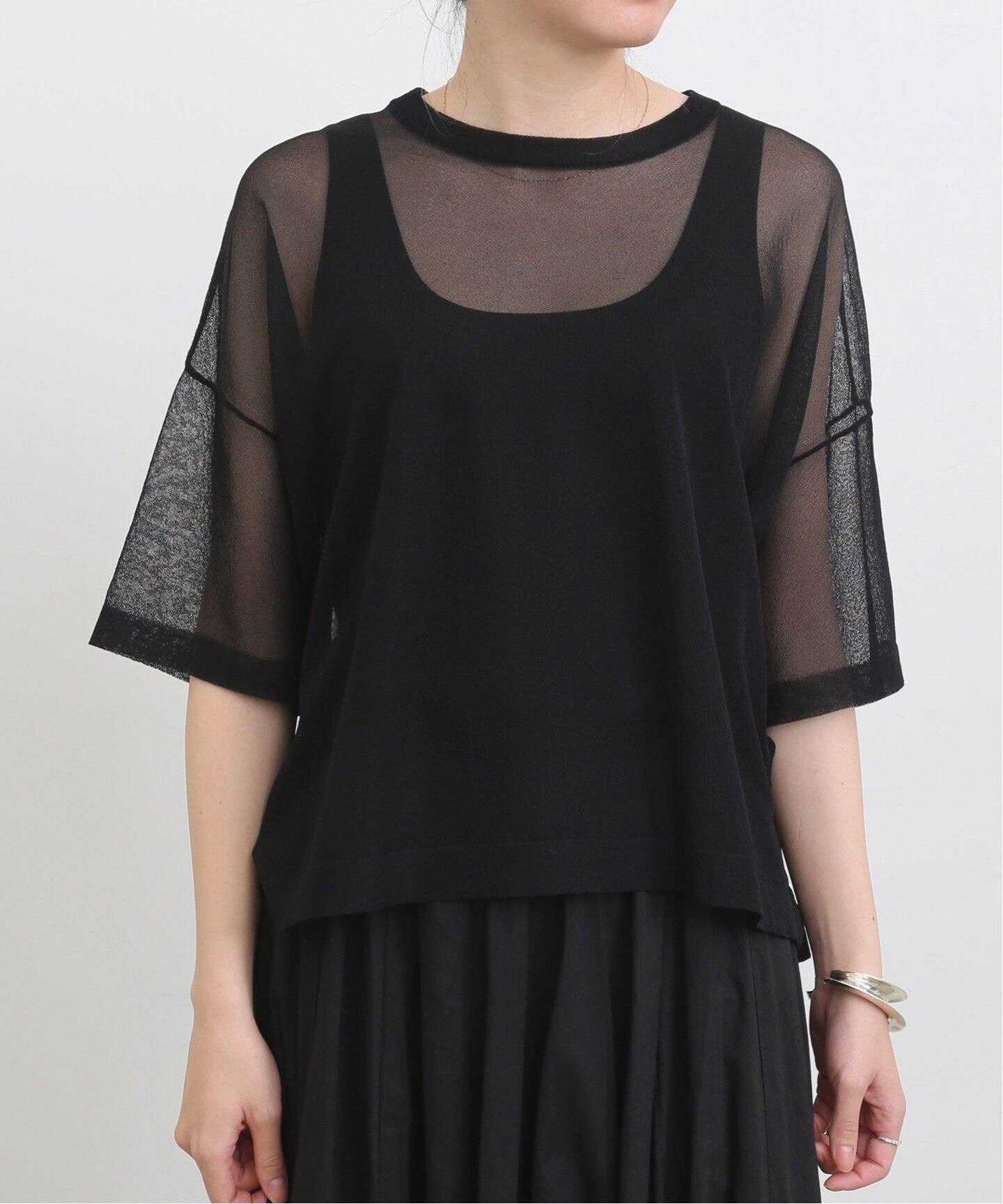 Sheer T-shirt（ニット／セーター）｜L 