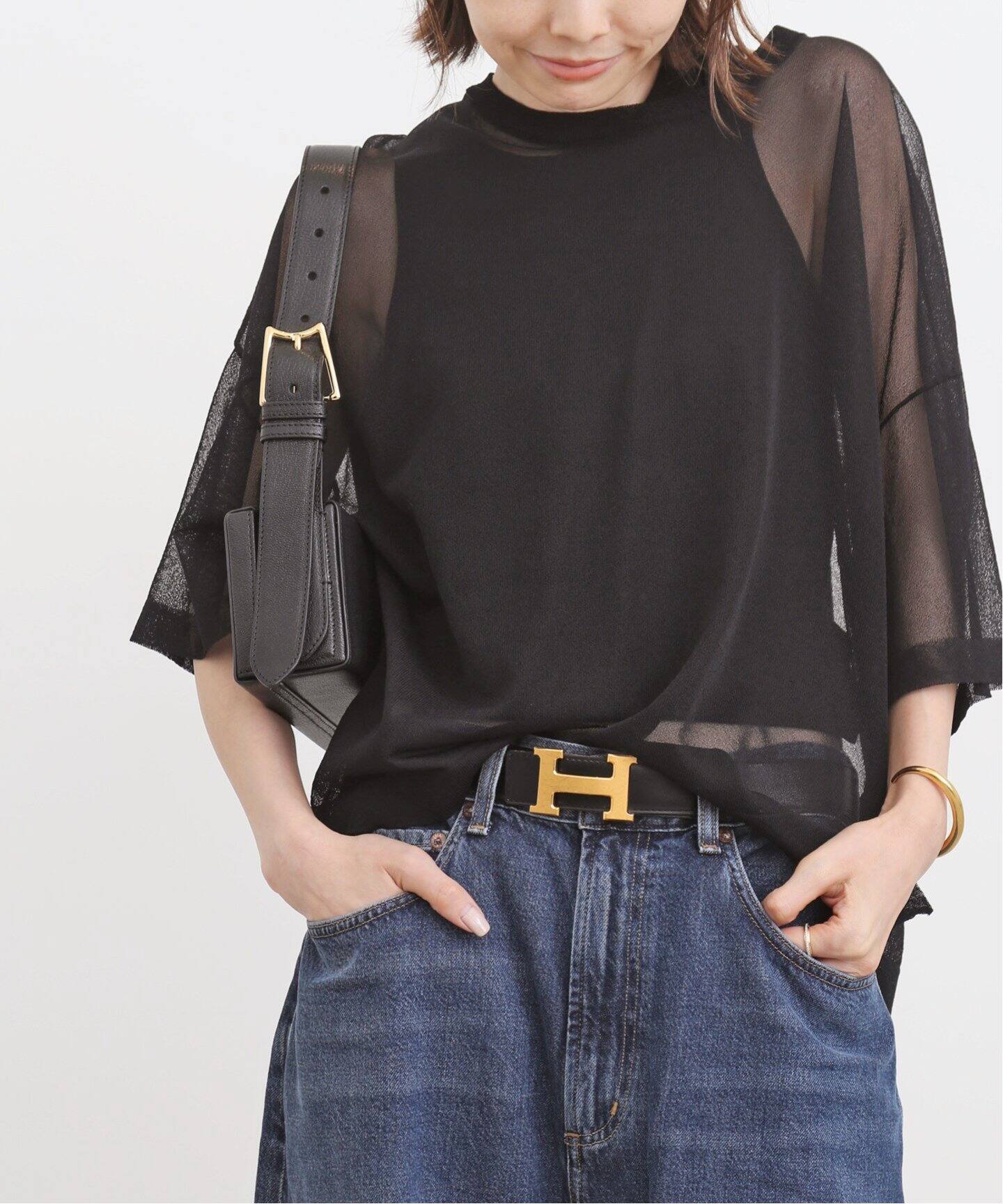 Sheer T-shirt（ニット／セーター）｜L 