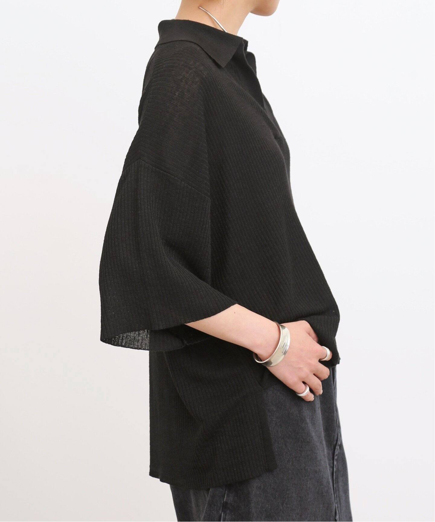 アパルトモン襟付きリネンニットプルオーバー 