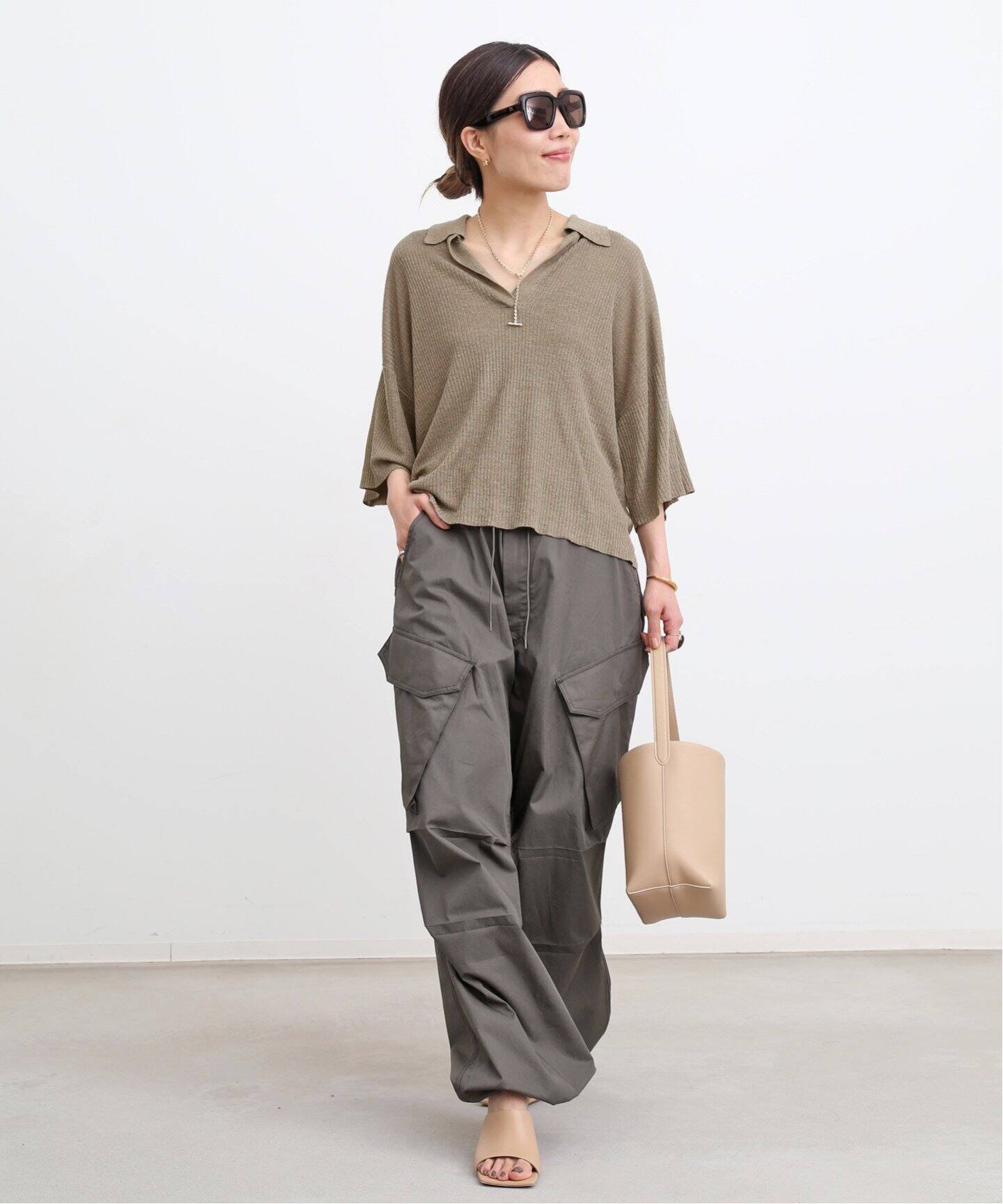 アパルトモン襟付きリネンニットプルオーバー 