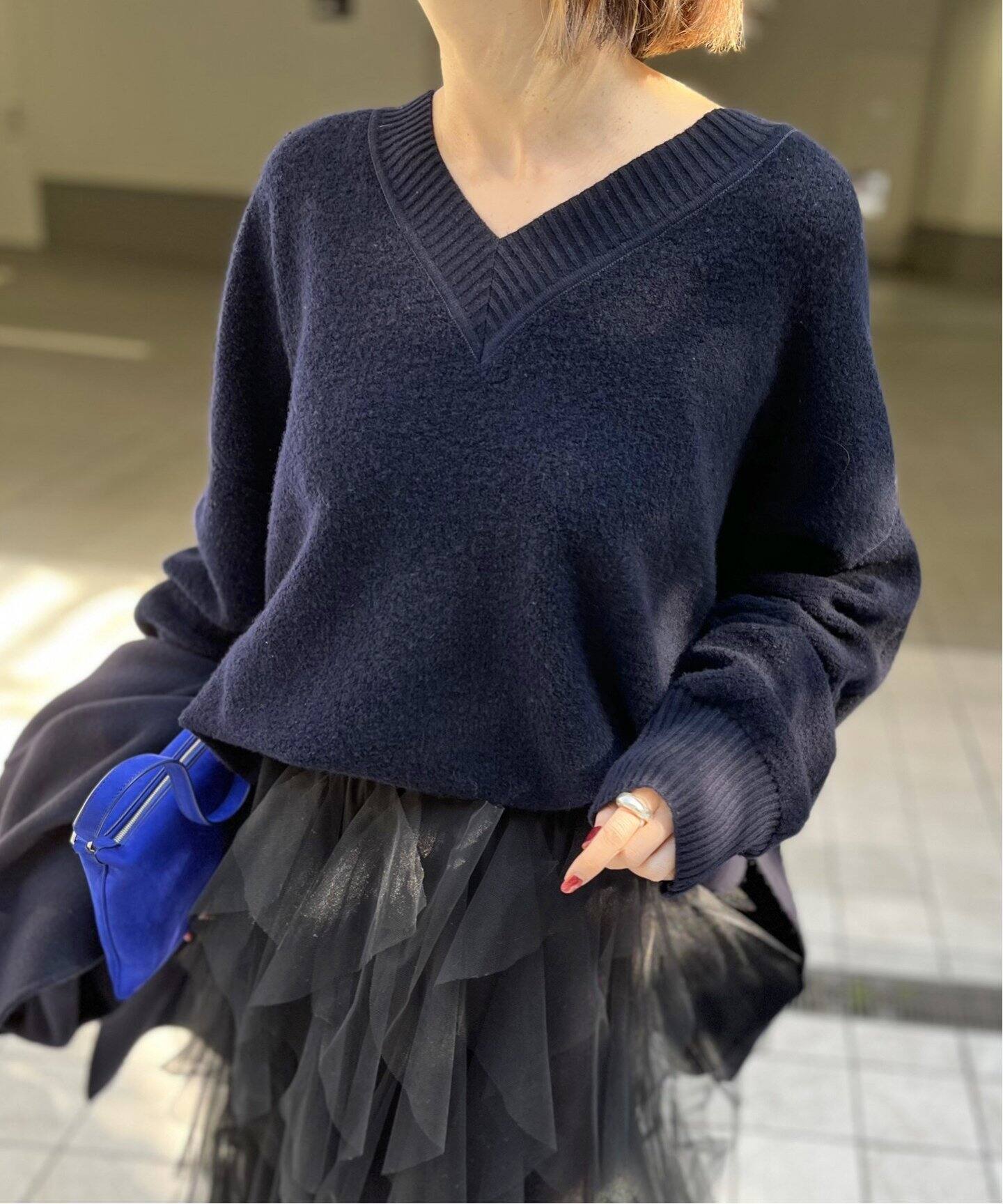 ELE STOLYOF/エレ ストリオフ】Wool pile Reversible Knit Pullover  
