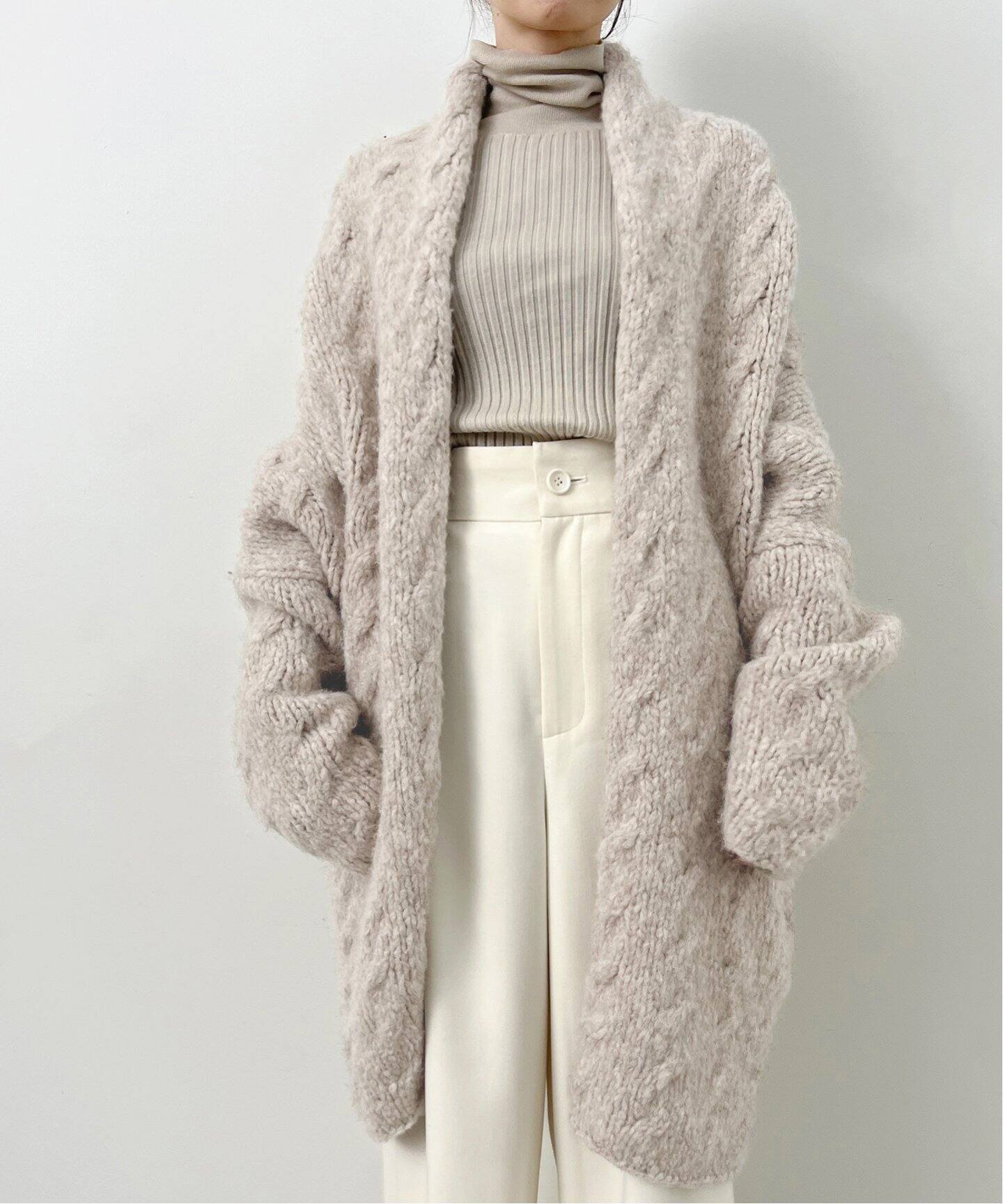 LAUREN MANOOGIAN/ローレン マヌージアン】Hand Knit CABLE CARDIGAN  