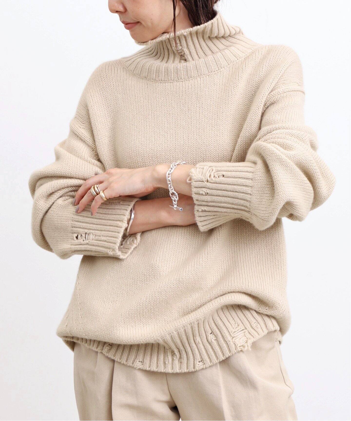 CANESSA/カネッサ】 LUNA TURTLE NECK KNIT（ニット／セーター）｜L 