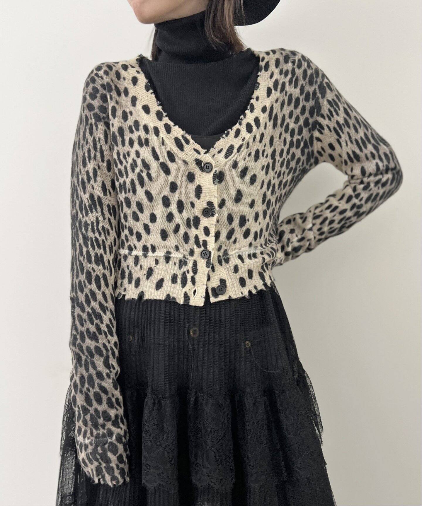 R13/アールサーティーン】CHEETAH BABY CARDIGAN（カーディガン）｜L  
