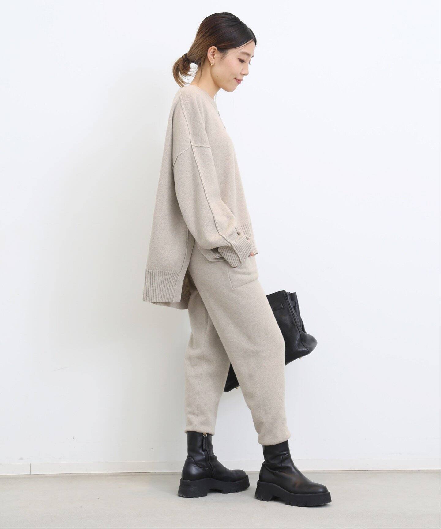 ELE STOLYOF/エレ ストリオフ】Wool pile Reversible Knit Pullover  