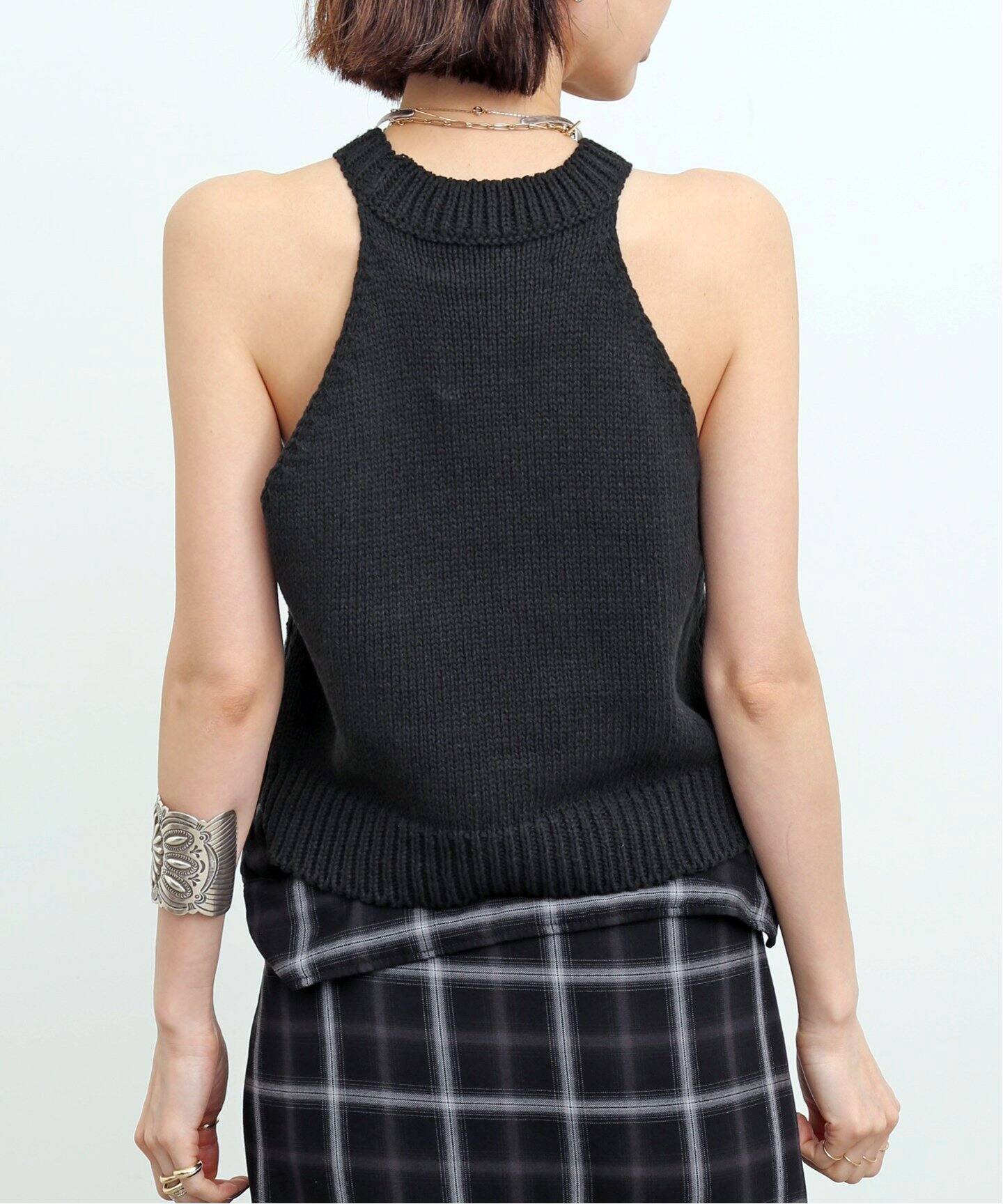 CORDERA / コルデラ】COTTON HALTER OPENING TOP（ニット／セーター 