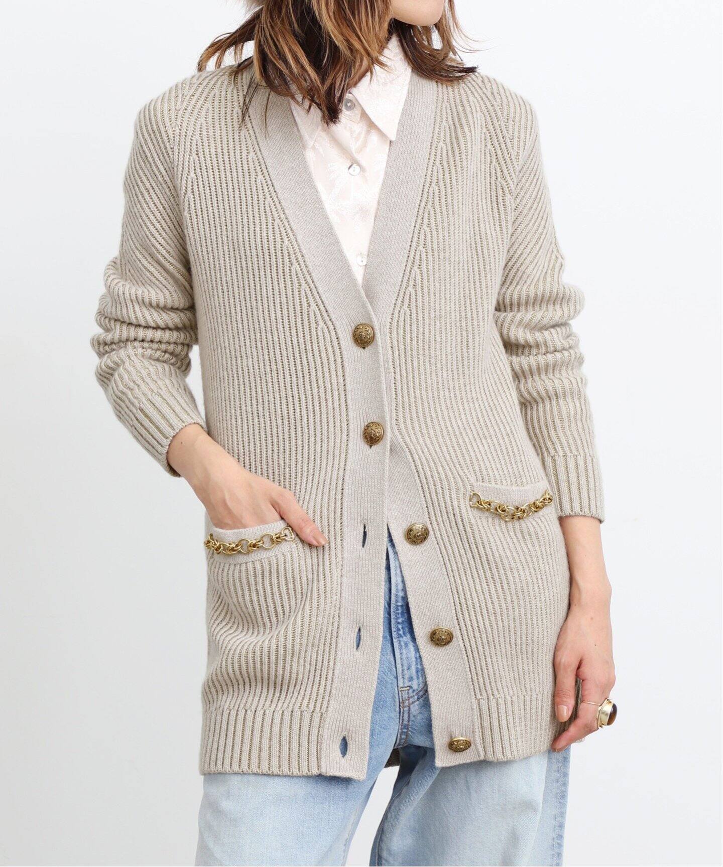 GOLDEN GOOSE/ゴールデン グース】 RIBBED JACQUARD CARDIGAN（ニット 