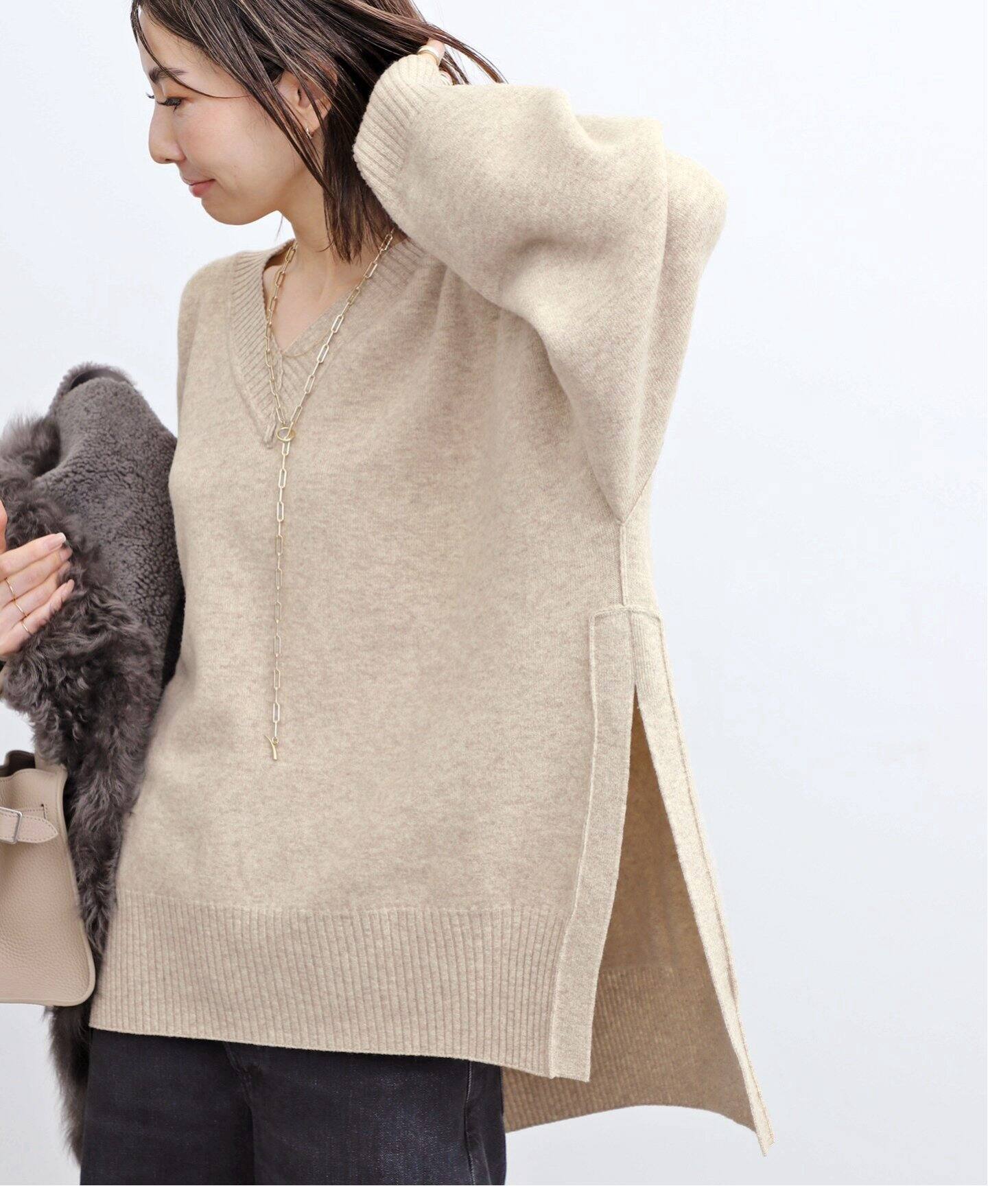 ADR/エーディーアール】 Wool pile Reversible Knit Pullover（ニット 