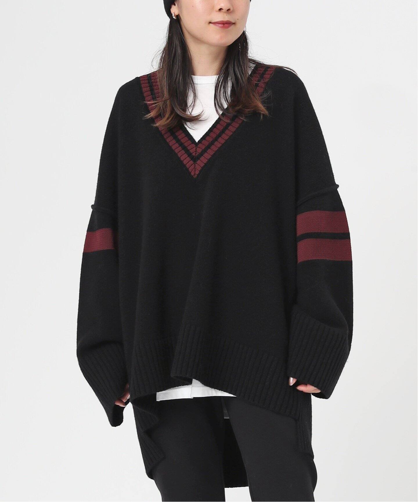 ラインVネックオーバープルオーバー（ニット／セーター）｜AP STUDIO  