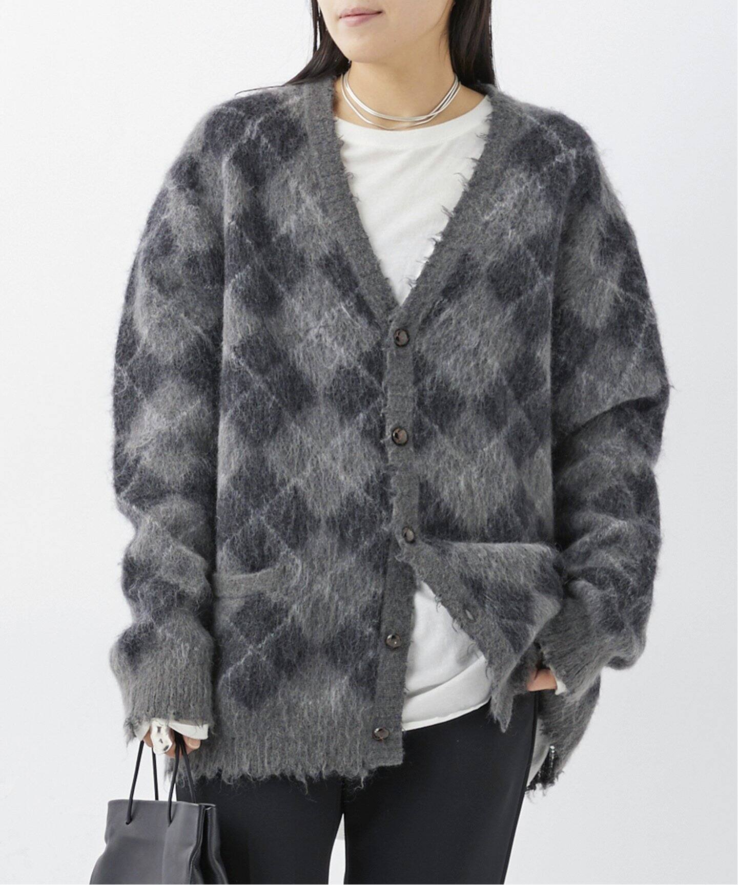 R13/アールサーティーン】damage argyle Cardigan（カーディガン）｜AP  