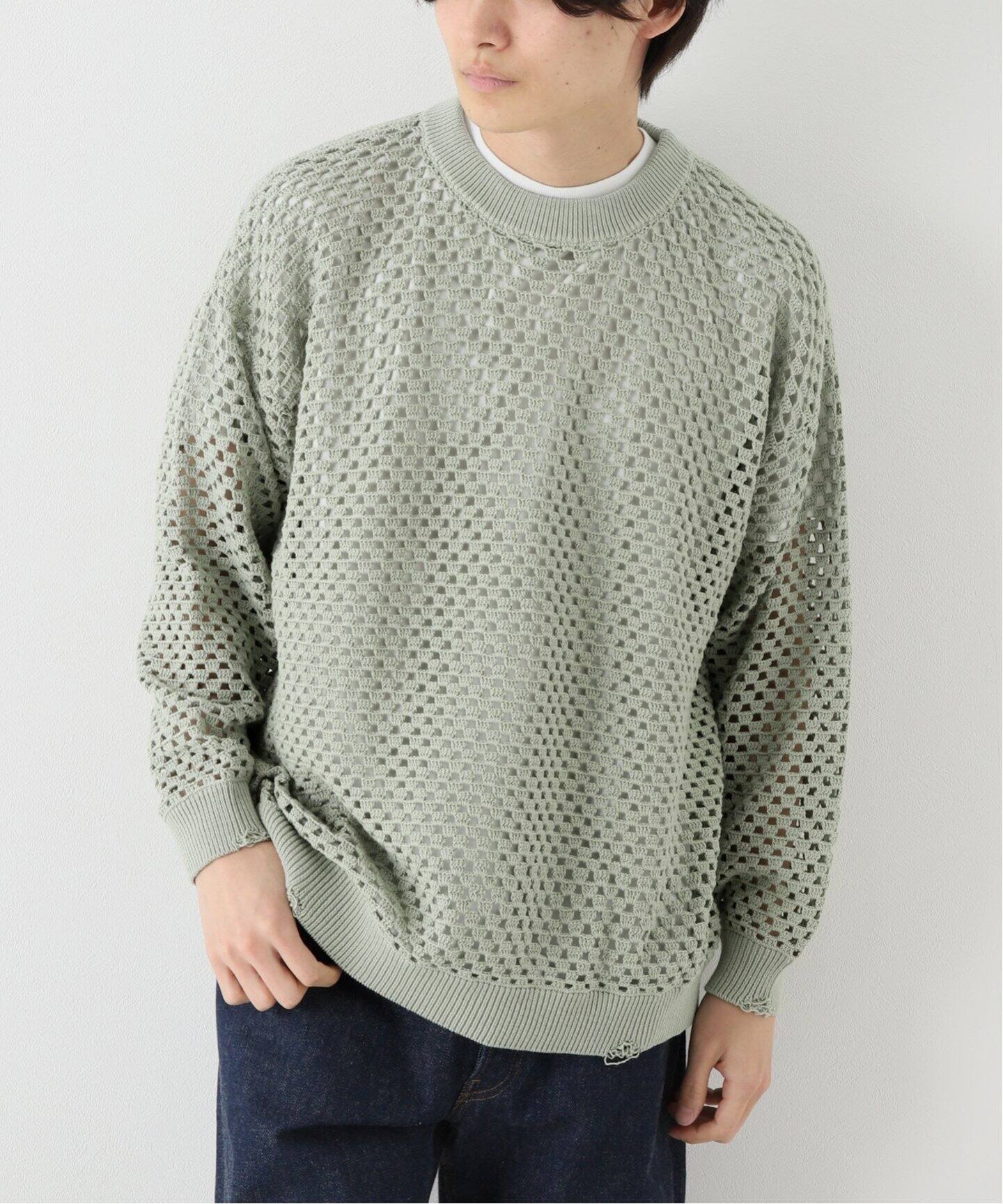 UNUSED / アンユーズド】 US2331 MESH CREW NECK KNIT（ニット 