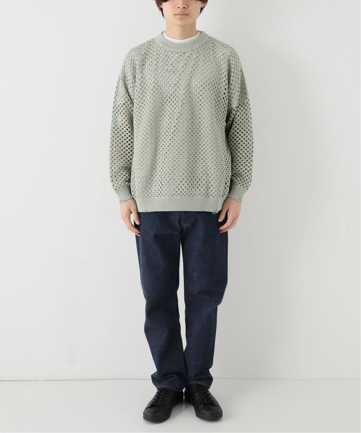UNUSED / アンユーズド】 US2331 MESH CREW NECK KNIT（ニット 