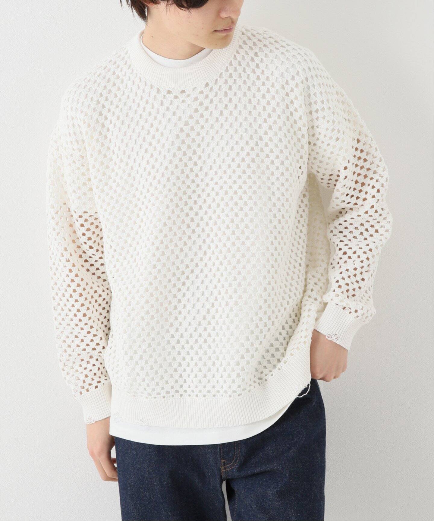 UNUSED / アンユーズド】 US2331 MESH CREW NECK KNIT（ニット  