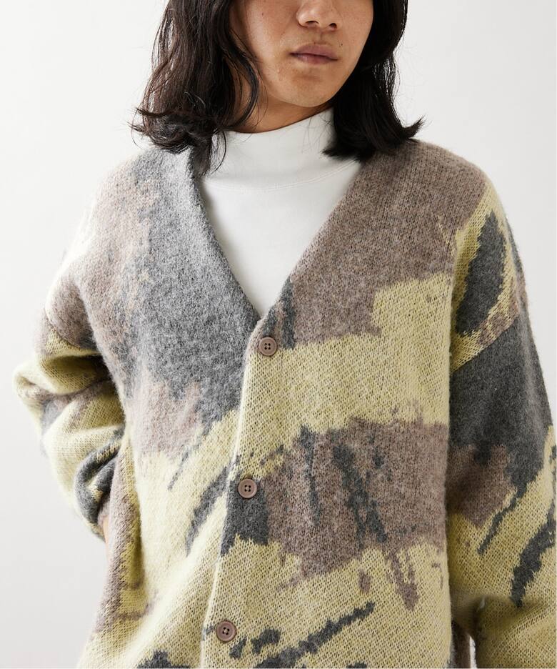 モヘヤミックス スプラッシュ ジャカードカーディガン（カーディガン 