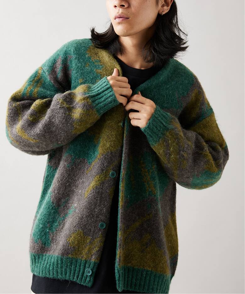 モヘヤミックス スプラッシュ ジャカードカーディガン（カーディガン 