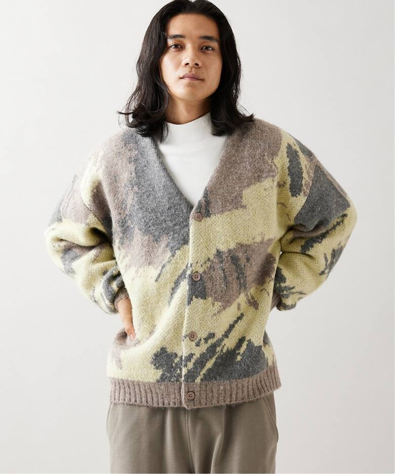 モヘヤミックス スプラッシュ ジャカードカーディガン（カーディガン 