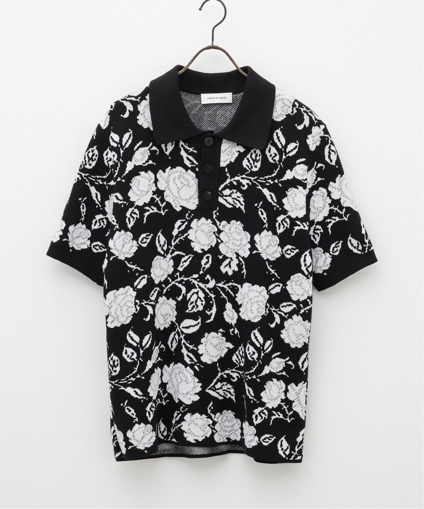 ERNEST W. BAKER / アーネストダブルベイカー】ROSE JACQUARD POLO  
