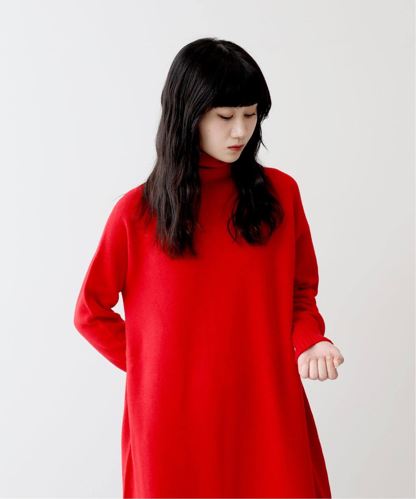 POSTELEGANT/ポステレガント】 fine wool high neck long kni（ニット 