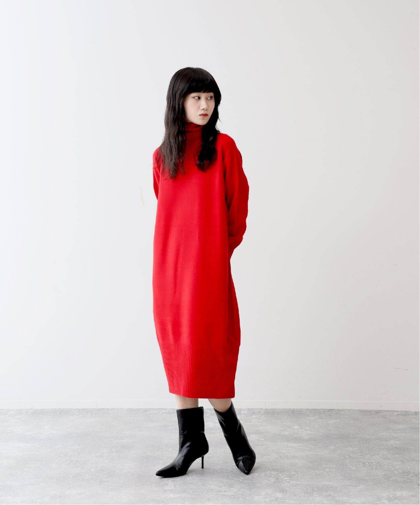 POSTELEGANT/ポステレガント】 fine wool high neck long kni（ニット  