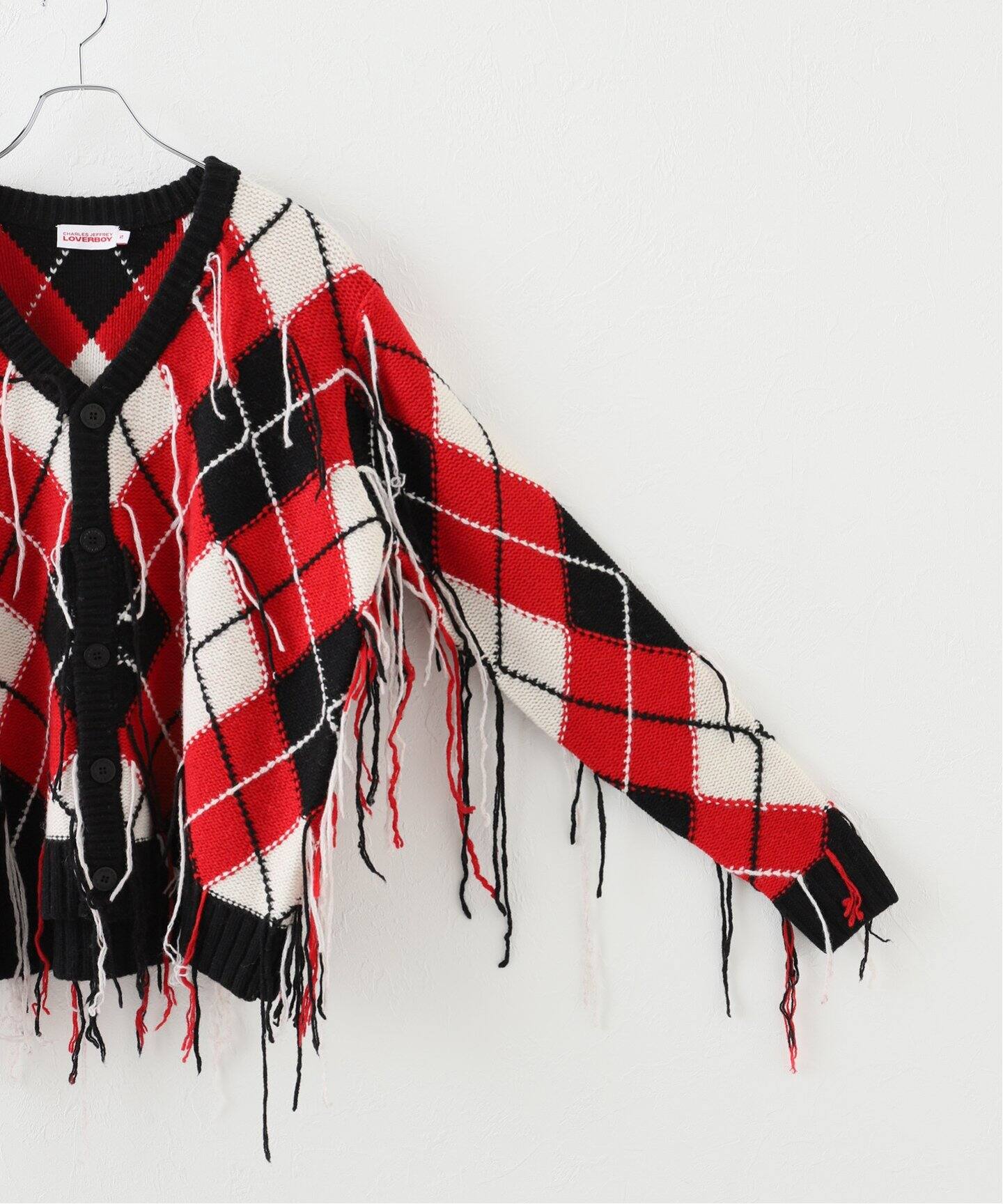 CHARLES JEFFREY LOVERBOY】 Knitted GUDDLE ARGYLE CARDI  