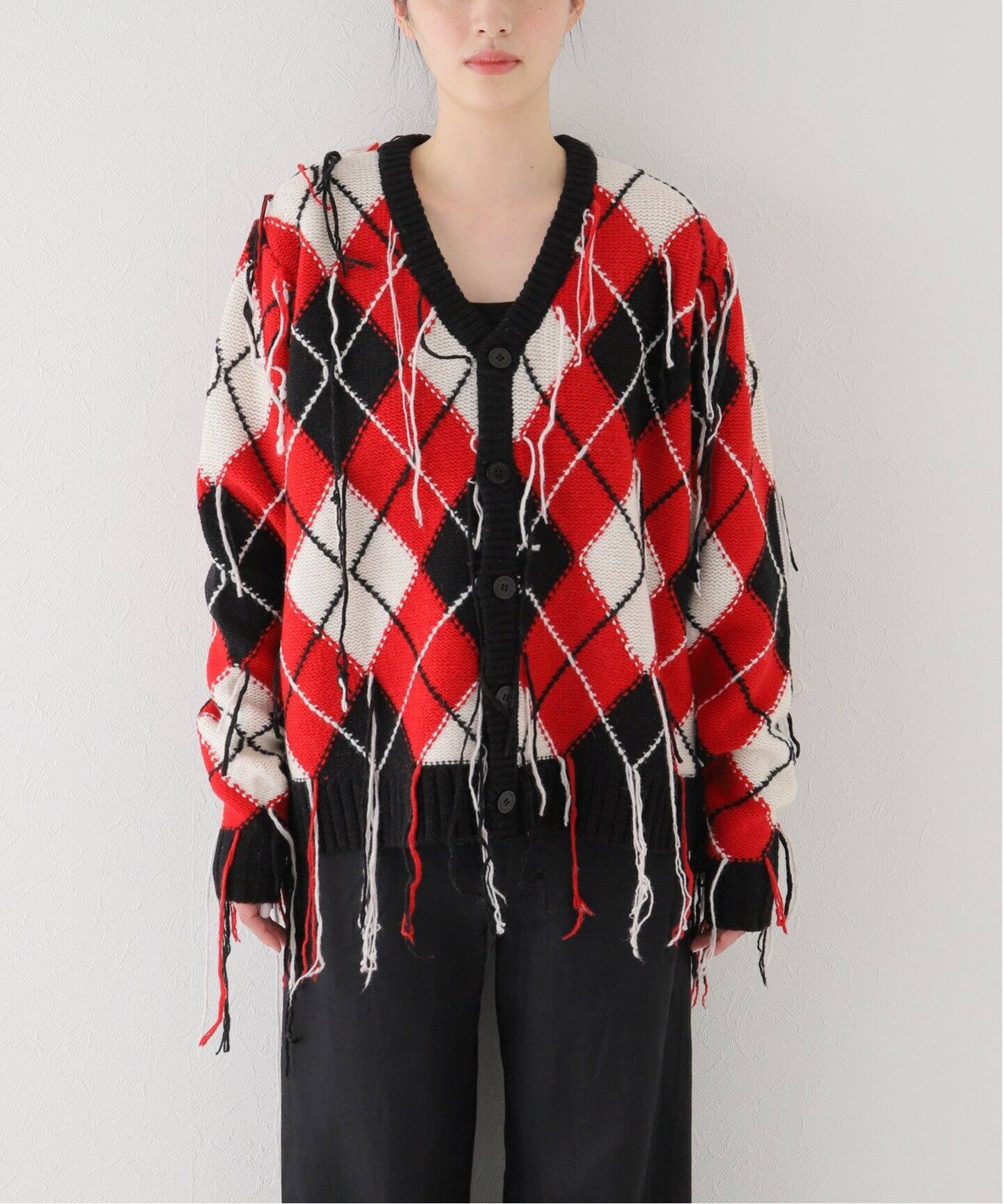 CHARLES JEFFREY LOVERBOY】 Knitted GUDDLE ARGYLE CARDI  