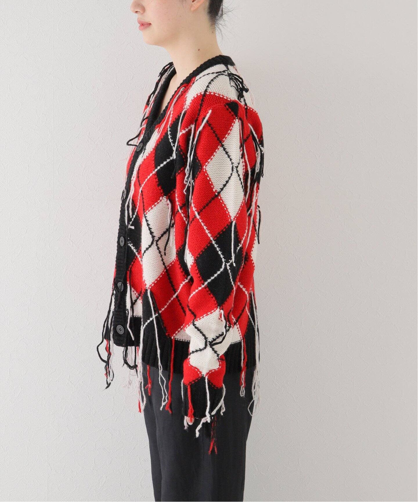 CHARLES JEFFREY LOVERBOY】 Knitted GUDDLE ARGYLE CARDI 