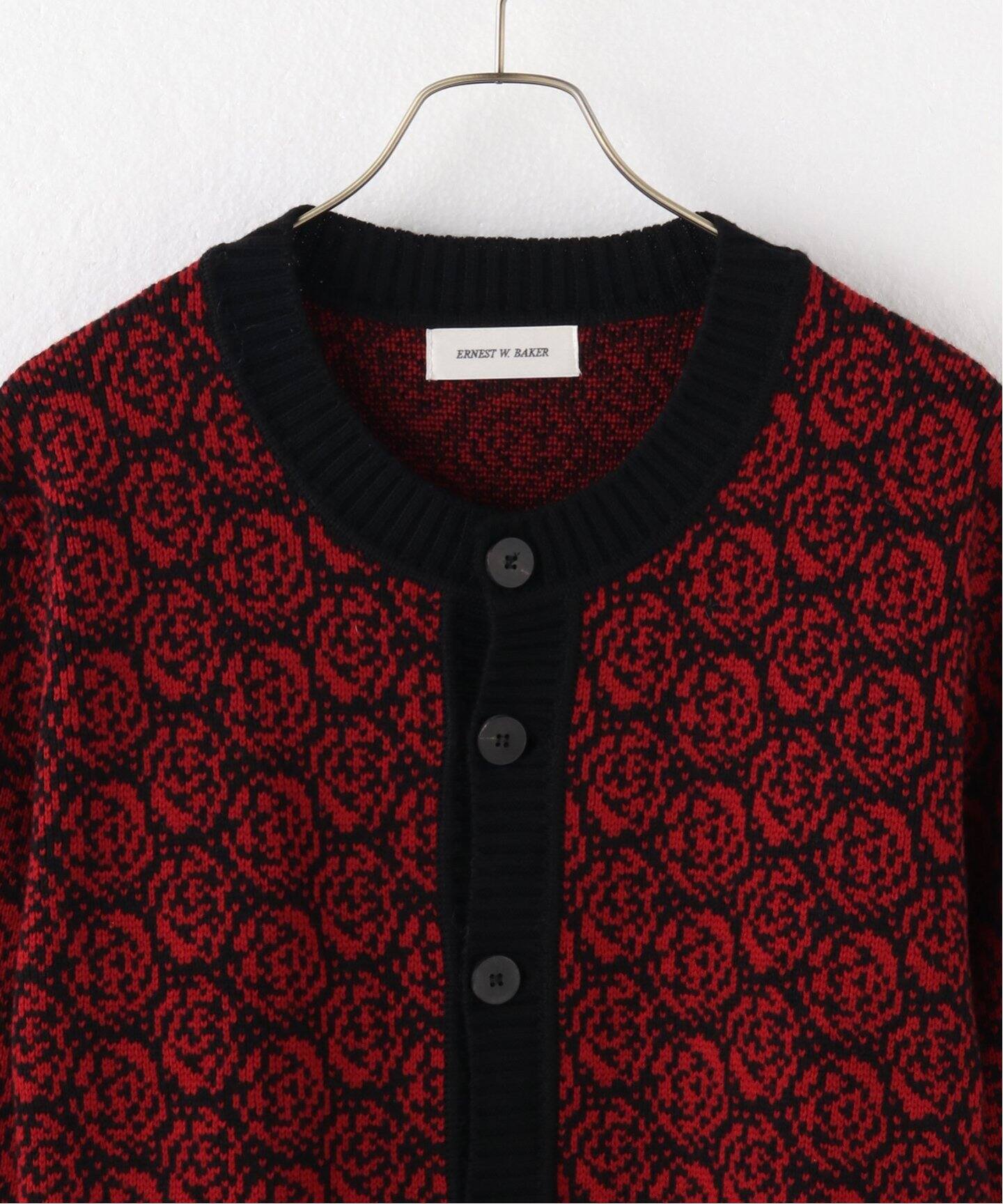 ERNEST W. BAKER / アーネストダブルベイカー】ROSE JACQUARD CARDIGAN 