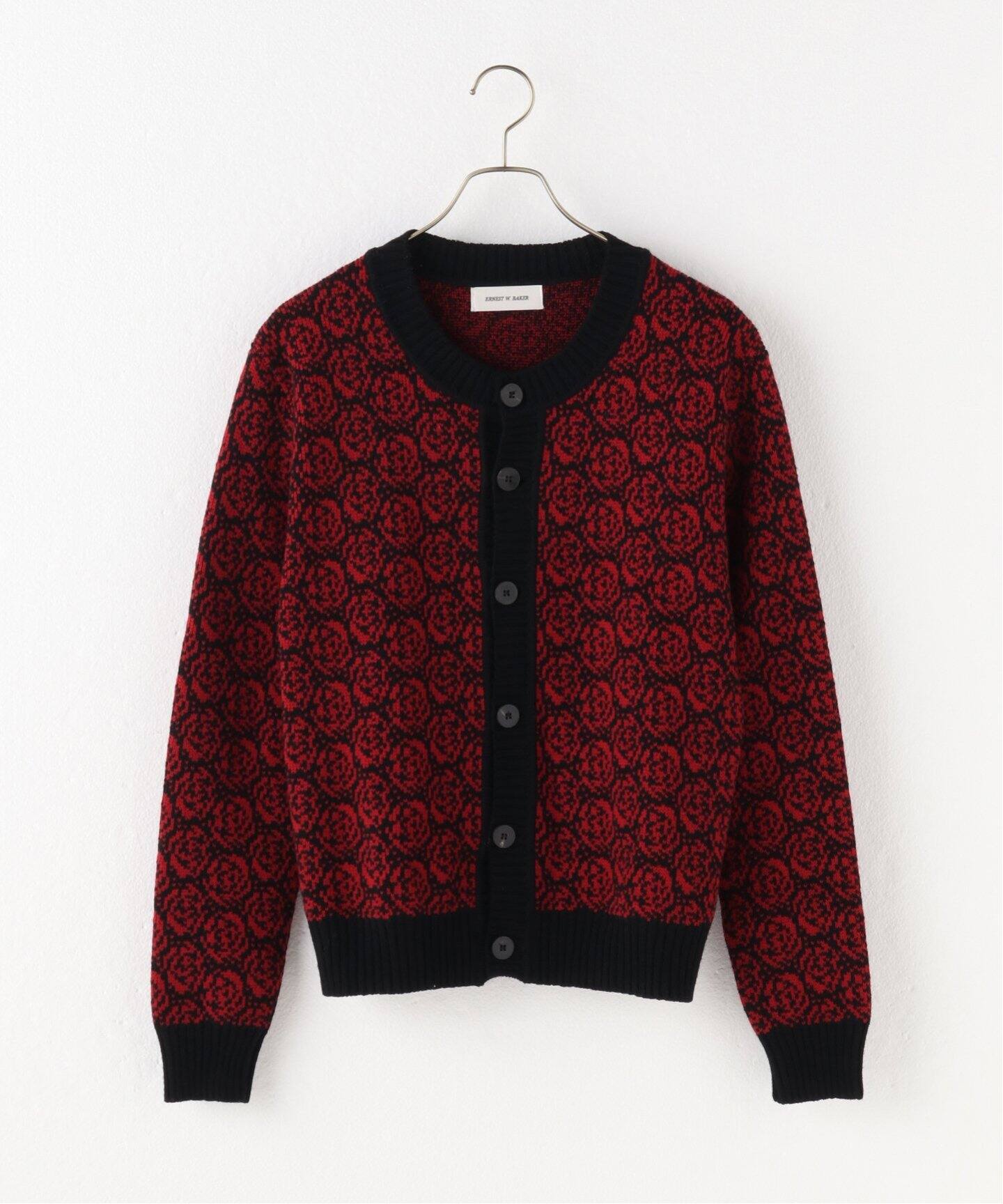 ERNEST W. BAKER / アーネストダブルベイカー】ROSE JACQUARD CARDIGAN  