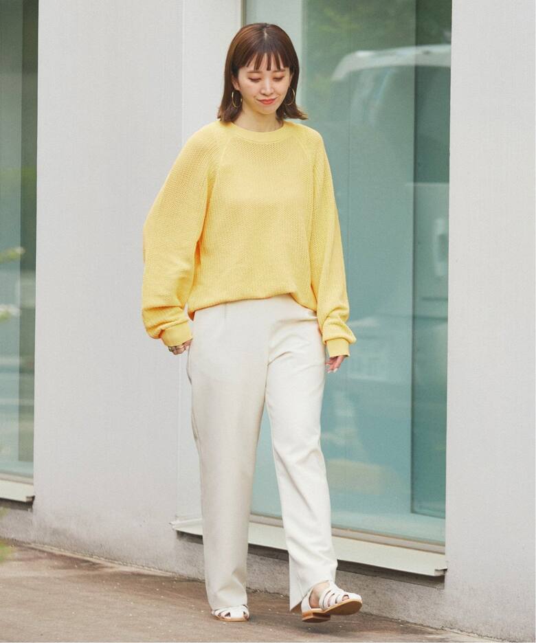 洗えるニット】COTTON LIKE 透かし編み メッシュプルオーバーニット 